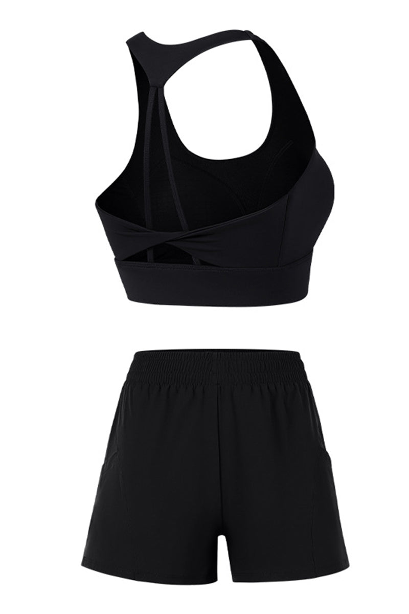 Women's Athletic Sets:U-neck Bra&Shorts With Built-In Liner