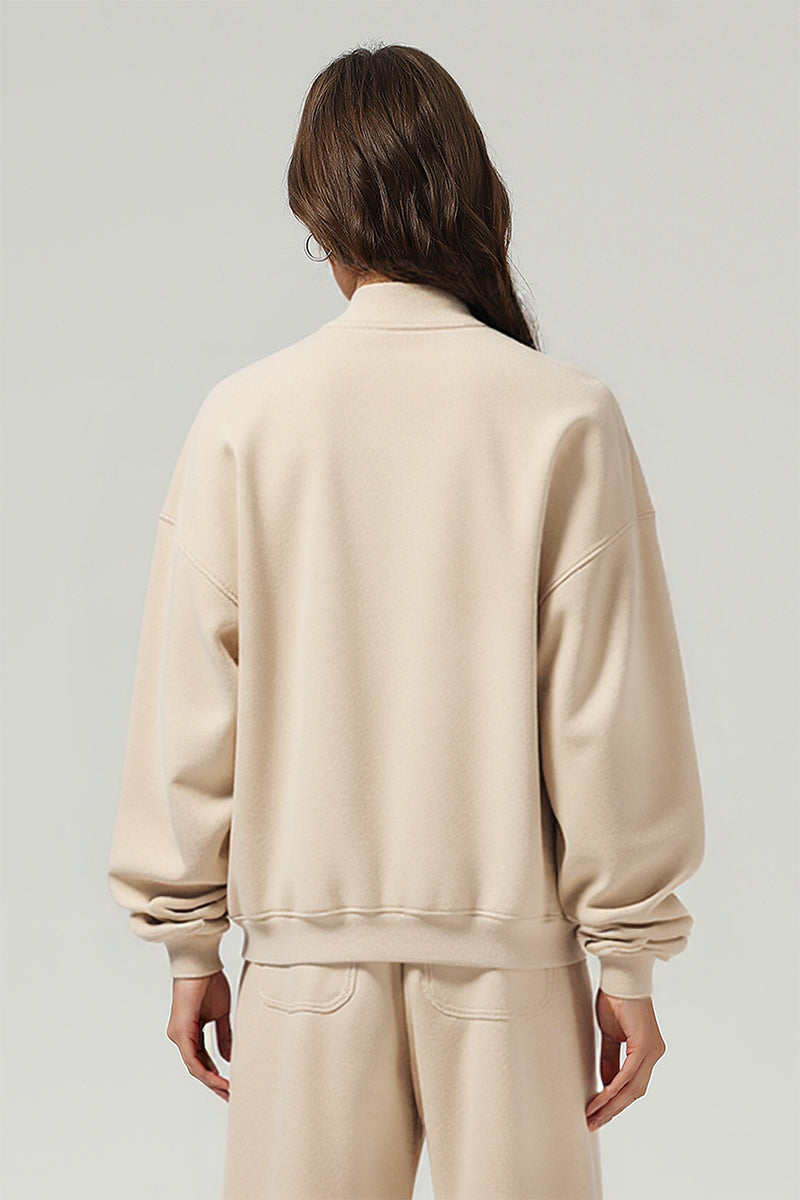 Men/Women Vintage Washed Zip-up Sweatshirt - Pure Cotton Terry Stand-up Collar