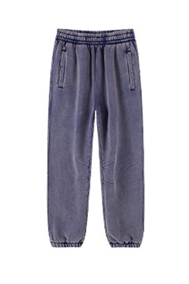 Men/Women Retro Wax-Dye Fleece-Lined Jogger Pants