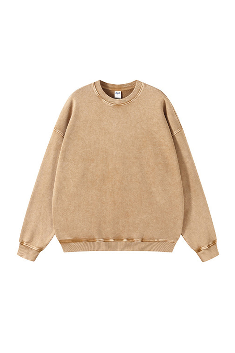Unisex Heavyweight Terry Crewneck Sweatshirt: Wax Dye Wash Vintage Retro Design