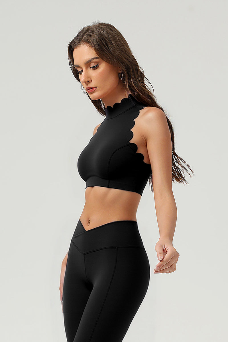 Women's Athletic Petal Mock-Neck Backless Tank Top