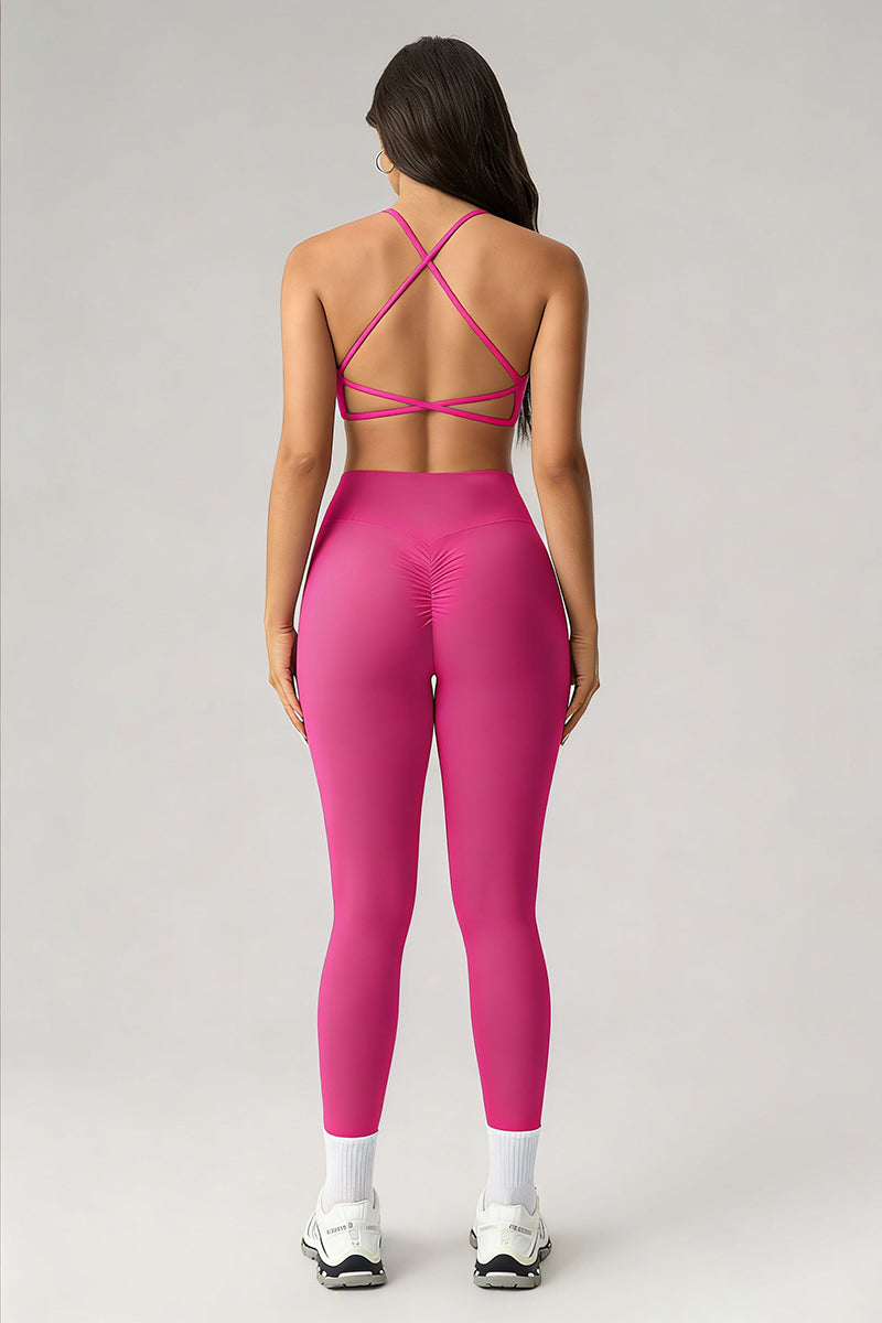 Women's Athletic Sets:Twist-Front Cross Back Bra And Legging