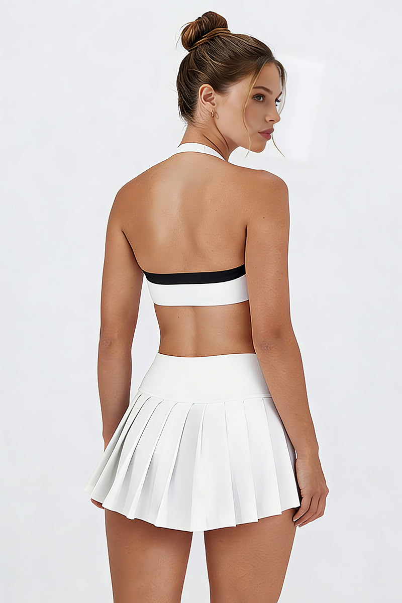 Women's Color Block Sets:Halter Twist-Front Bra & Skirts