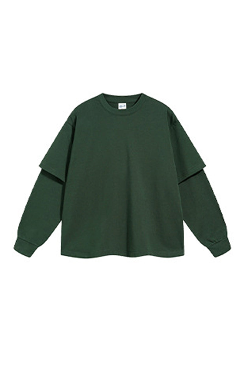 Men/Women Casual Loose Fit Long Sleeve Layered T-Shirt