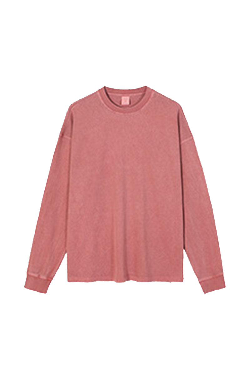 Unisex Heavyweight Retro Long Sleeve Tee: Washed Vintage Loose Fit