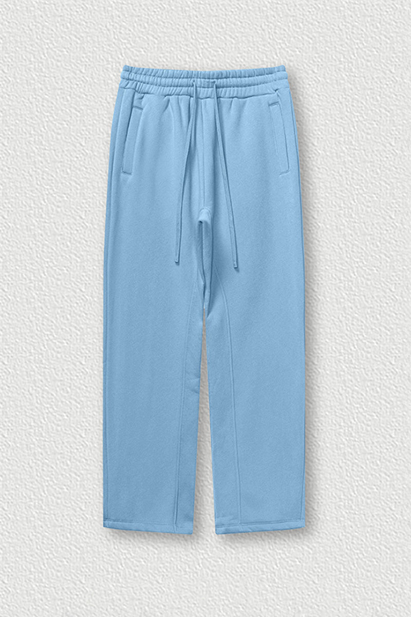 Solid Color Fleece-Lined Sweatpants - Winter Thermal Straight Leg Pants