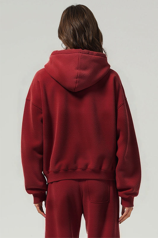 Unisex Fleece Boxy Zip Hoodie: Short Fit Wax Wash Retro Design