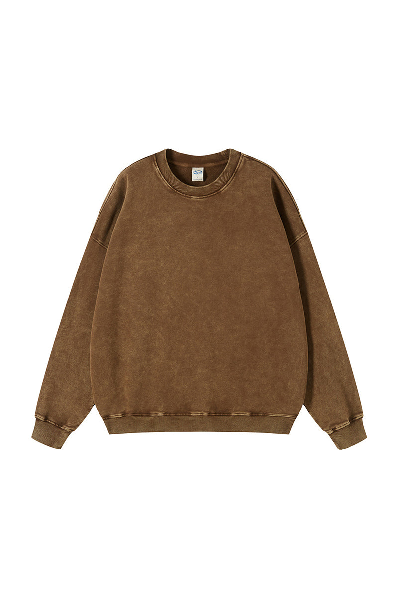 Unisex Heavyweight Terry Crewneck Sweatshirt: Wax Dye Wash Vintage Retro Design