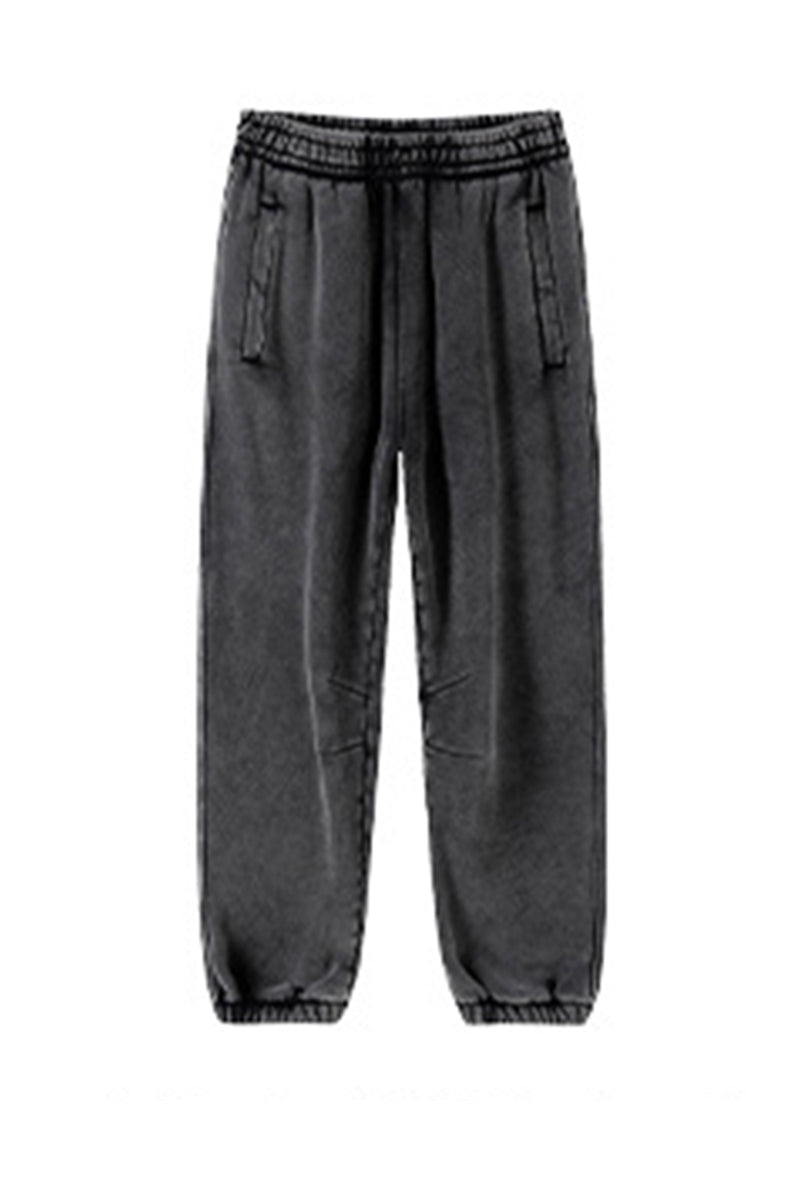 Men/Women Retro Wax-Dye Fleece-Lined Jogger Pants