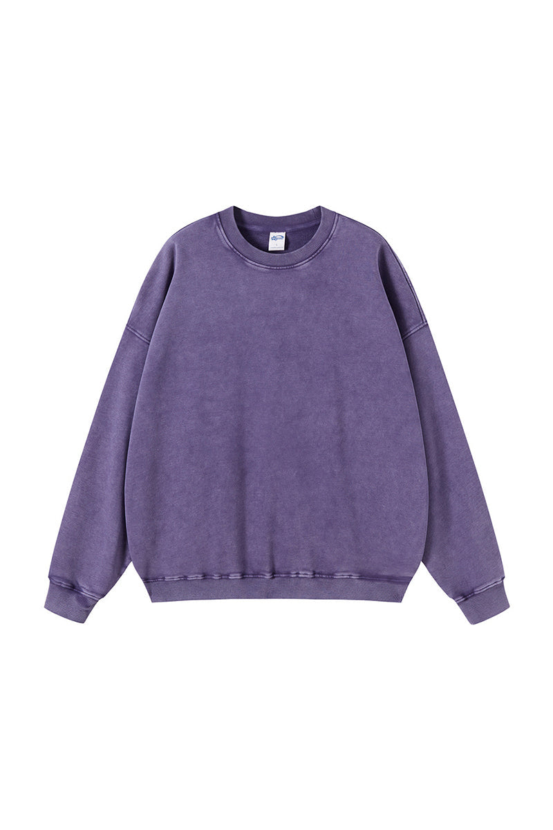 Unisex Heavyweight Terry Crewneck Sweatshirt: Wax Dye Wash Vintage Retro Design