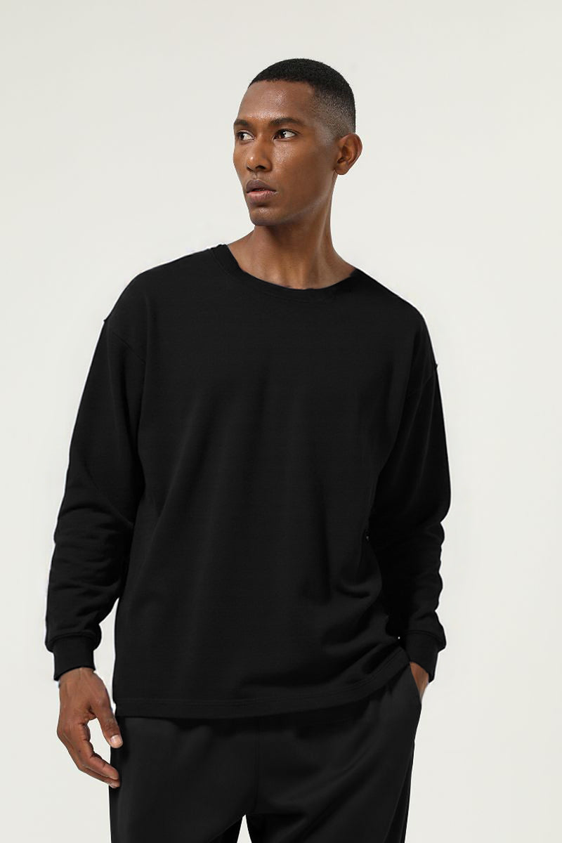 Men's Streetwear Cotton Loose Fitting Solid Pullover