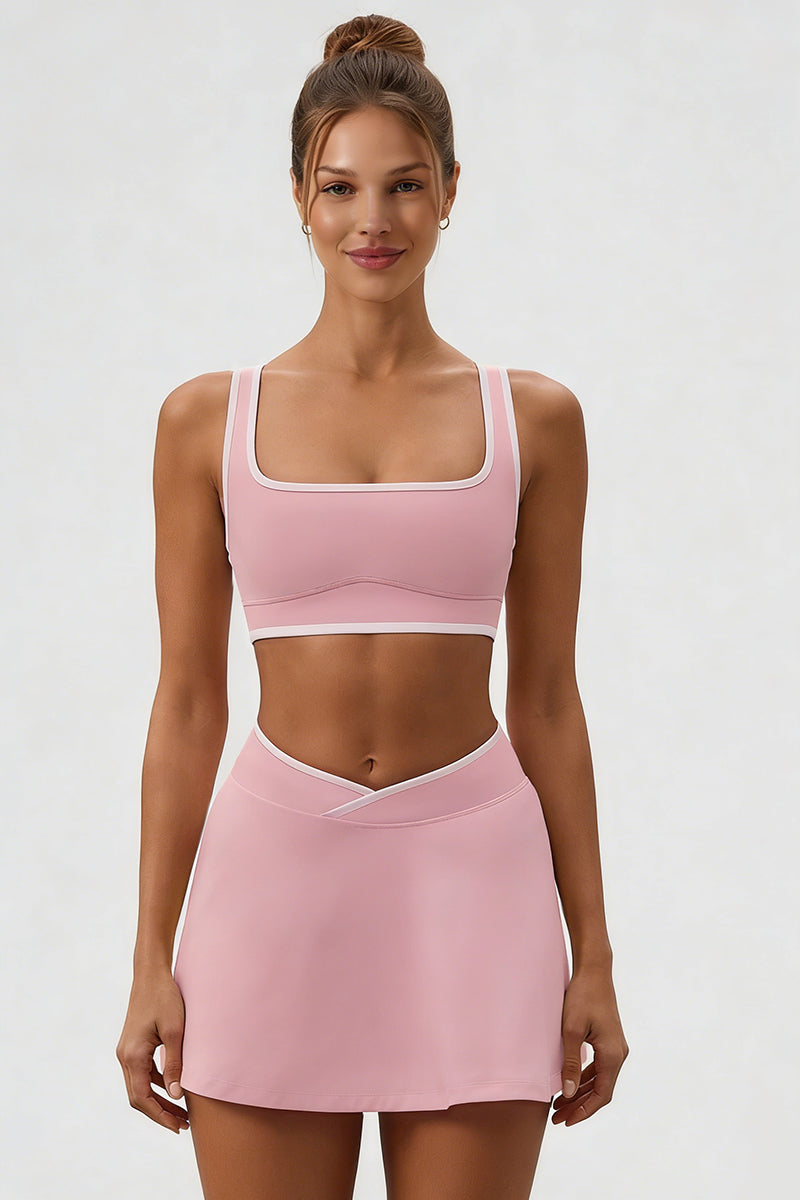 Women's Athletic Color Matching Bra Skirt Two-Piece Set