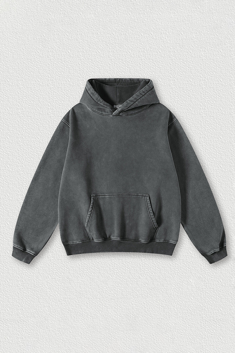 Heavyweight washed velvet hooded sweatshirt