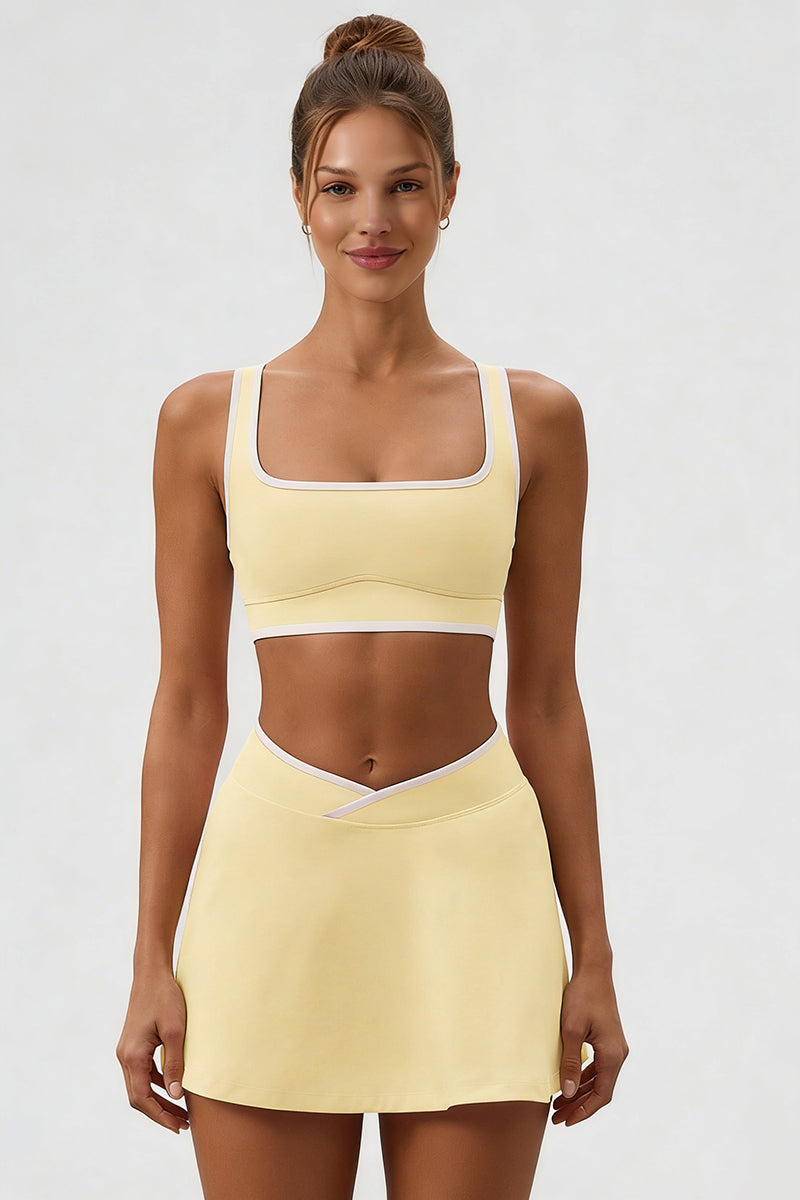 Women's Athletic Color Matching Bra Skirt Two-Piece Set