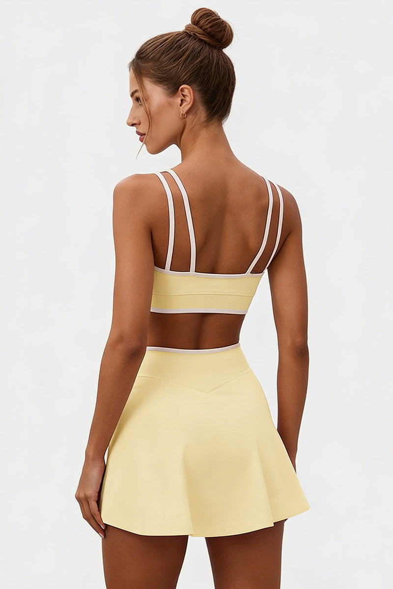 Women's Athletic Color Matching Bra Skirt Two-Piece Set