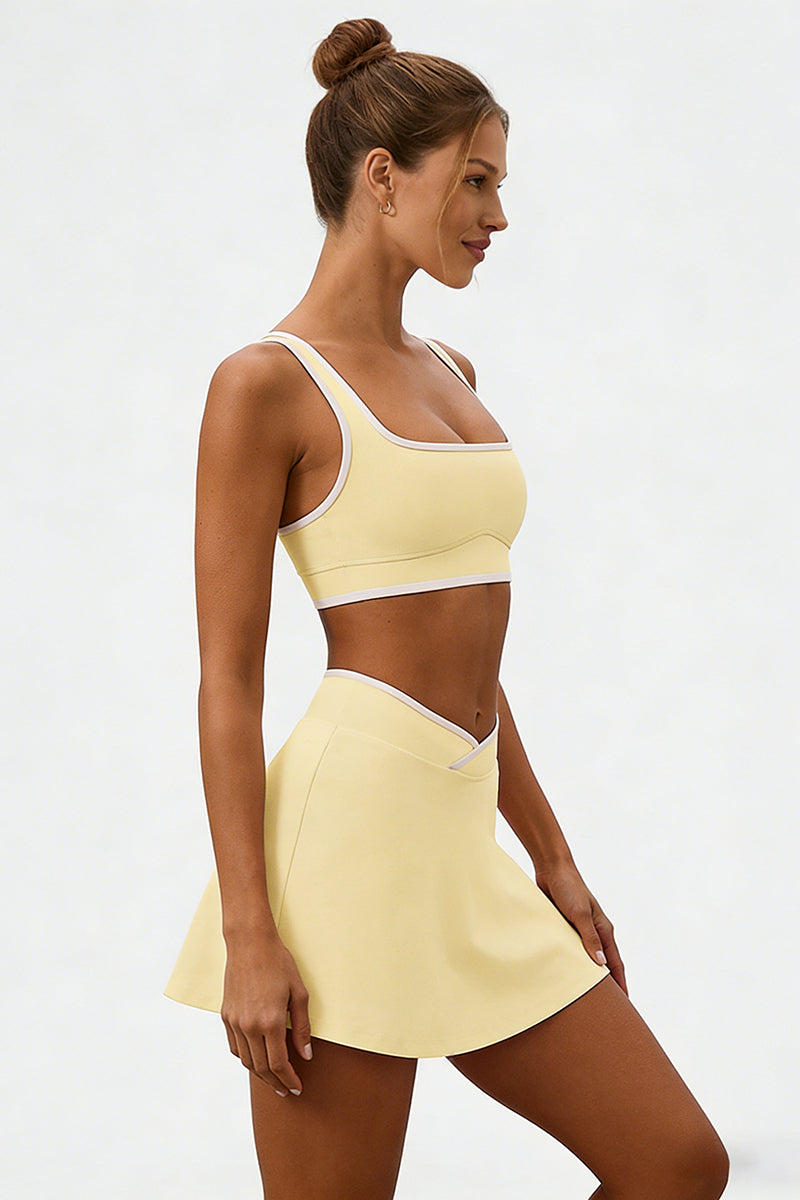 Women's Athletic Color Matching Bra Skirt Two-Piece Set