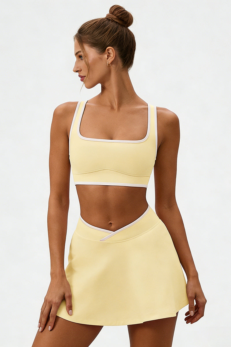 Women's Athletic Color Matching Bra Skirt Two-Piece Set
