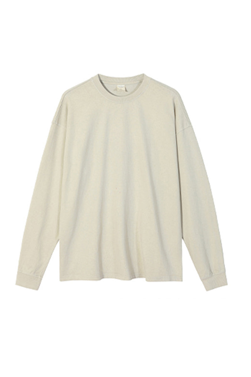 Unisex Heavyweight Retro Long Sleeve Tee: Washed Vintage Loose Fit