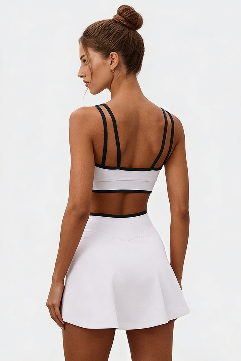 Women's Athletic Color Matching Bra Skirt Two-Piece Set