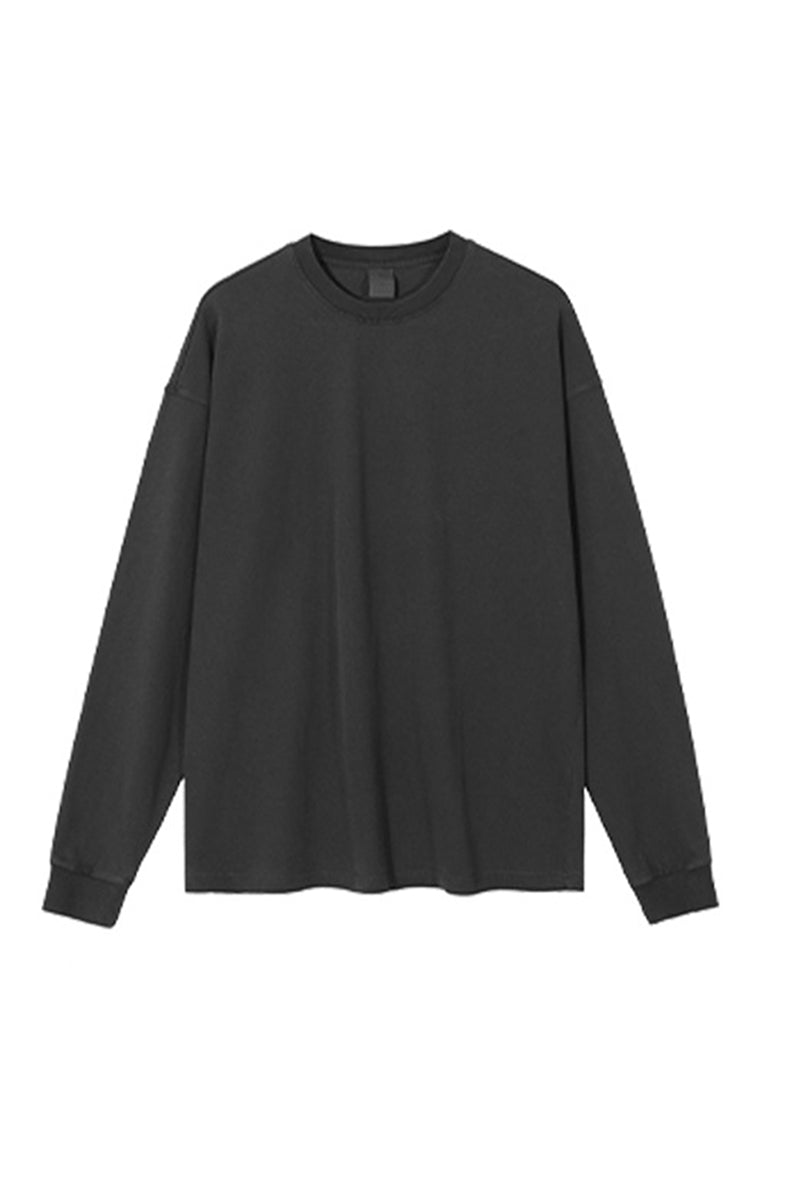 Unisex Heavyweight Retro Long Sleeve Tee: Washed Vintage Loose Fit