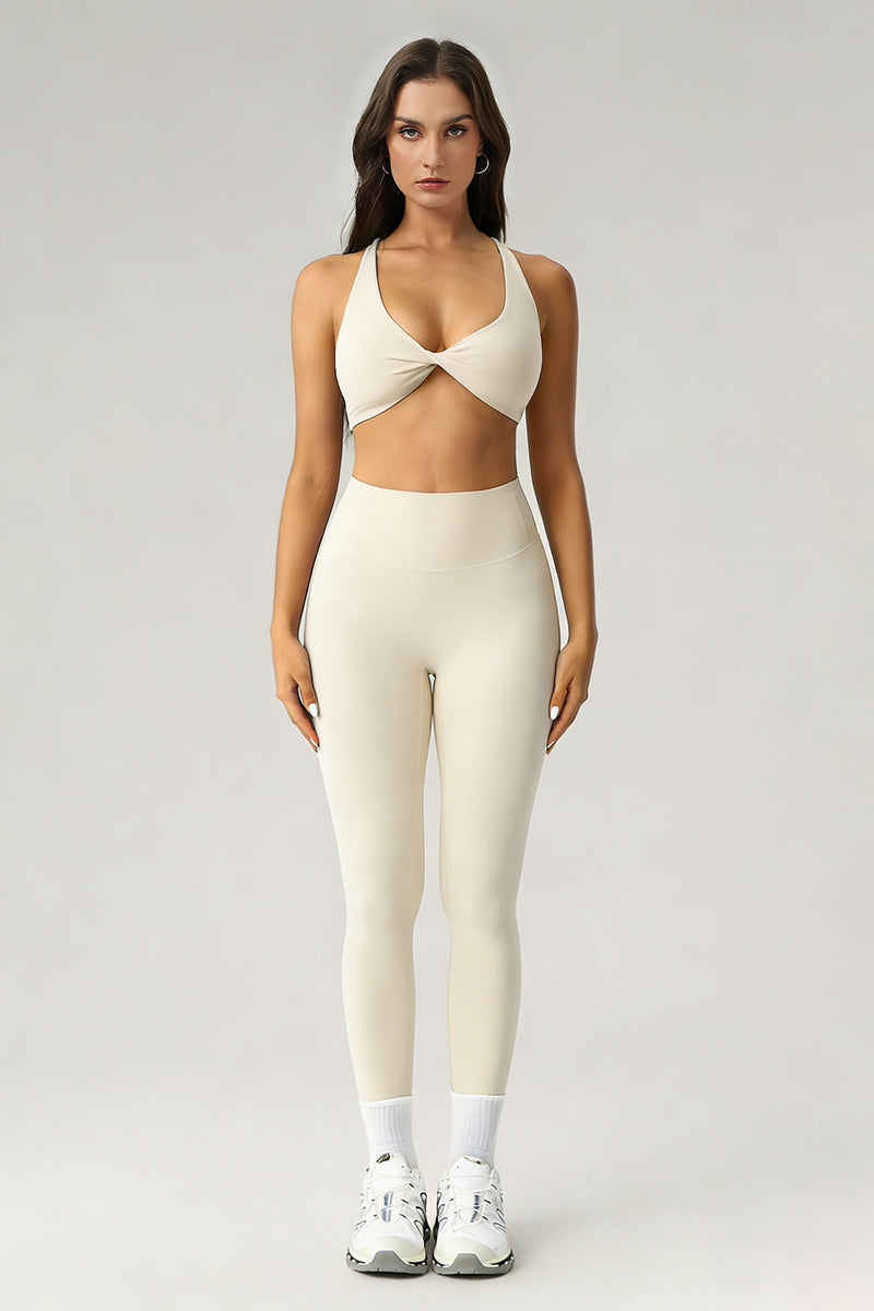 Women's Athletic Sets:Twist-Front Cross Back Bra And Legging