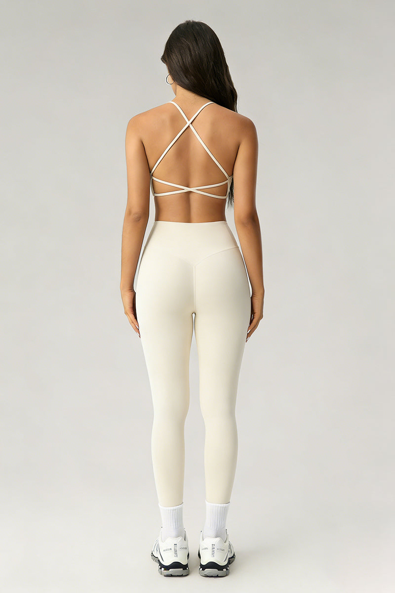 Women's Athletic Sets:Twist-Front Cross Back Bra And Legging