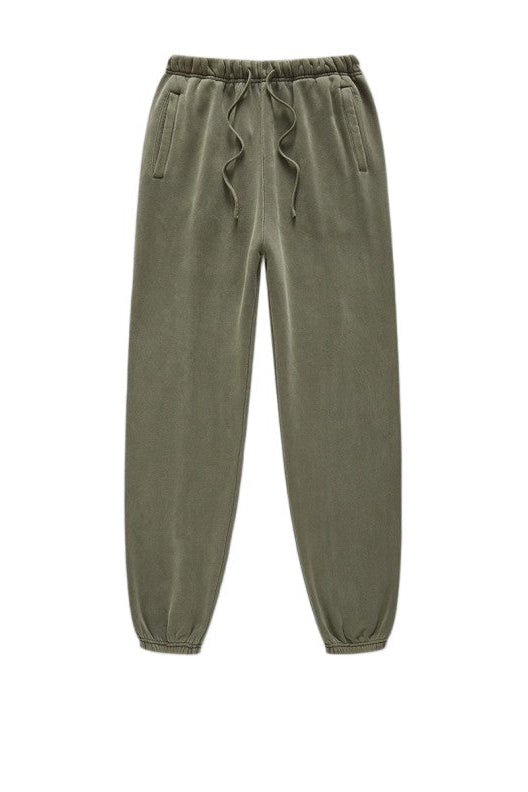 Unisex washed fleece-lined sweatpants