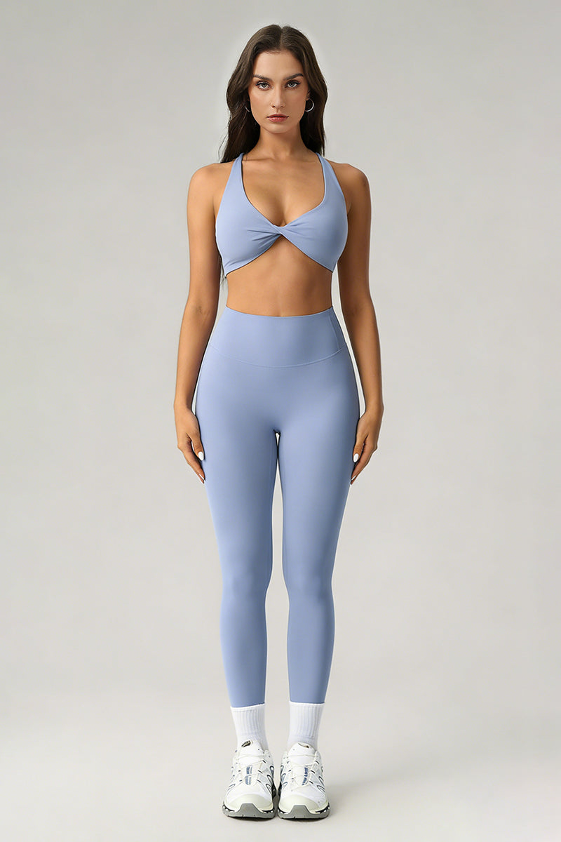 Women's Athletic Sets:Twist-Front Cross Back Bra And Legging