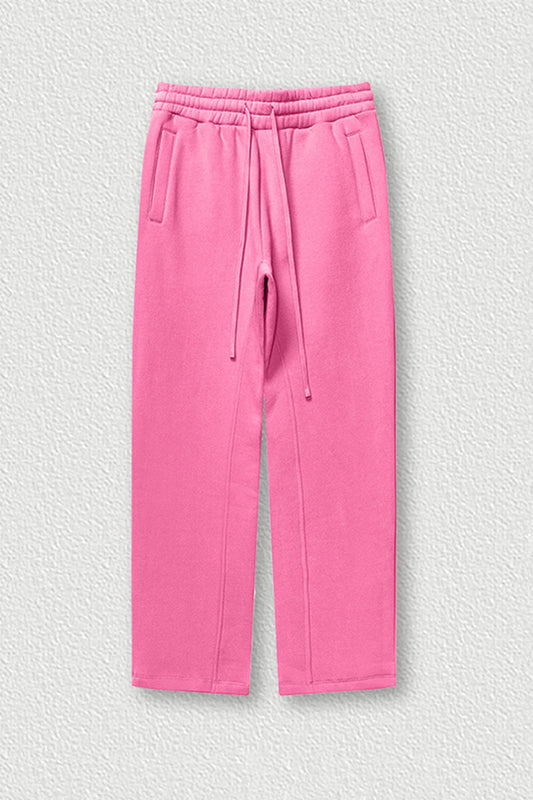 Solid Color Fleece-Lined Sweatpants - Winter Thermal Straight Leg Pants
