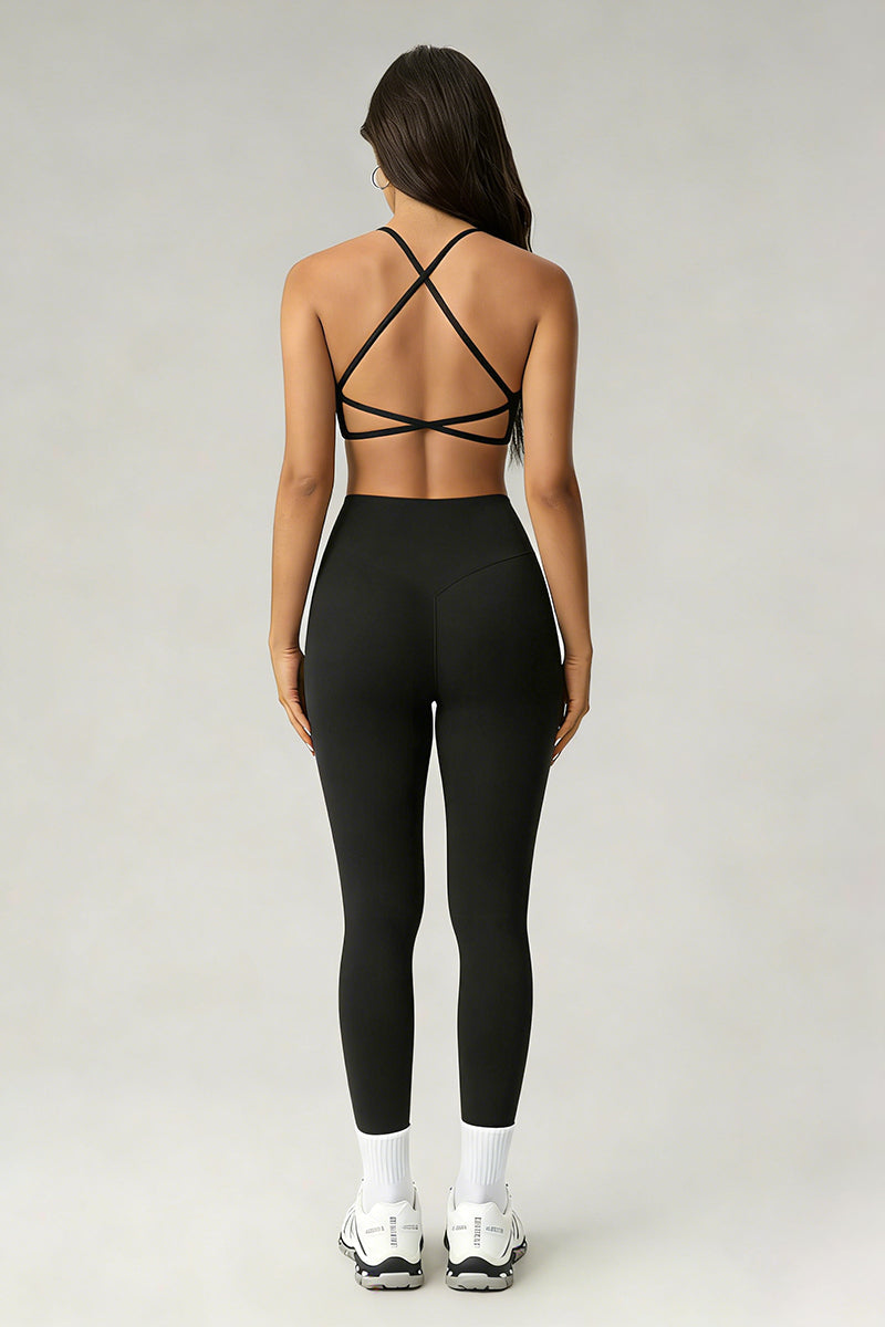 Women's Athletic Sets:Twist-Front Cross Back Bra And Legging