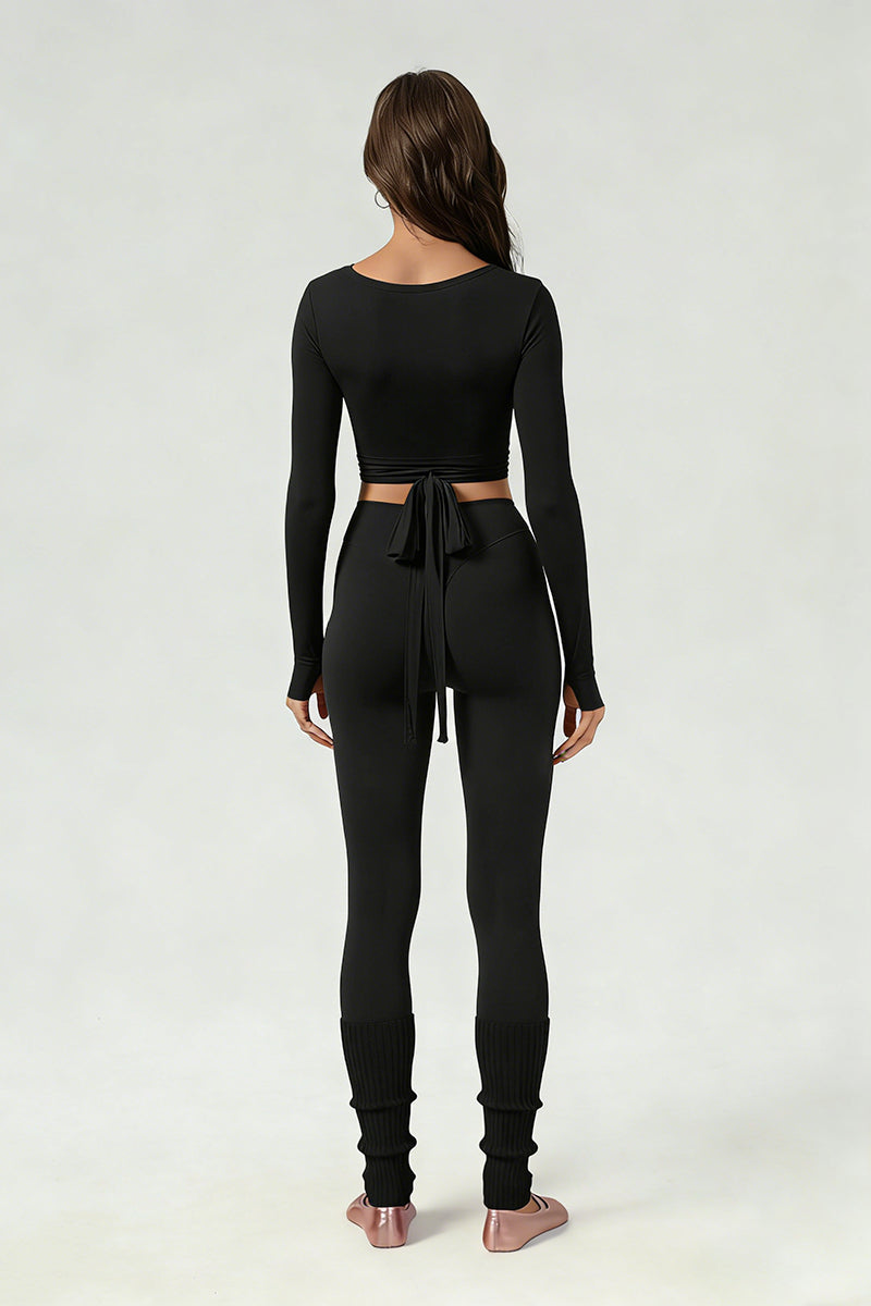 Women's ballet tie crop top and yoga pants set