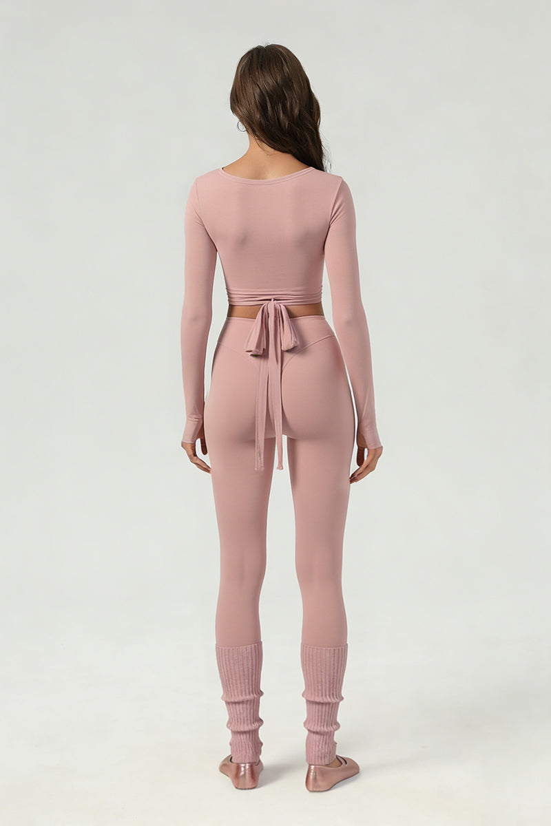 Women's ballet tie crop top and yoga pants set
