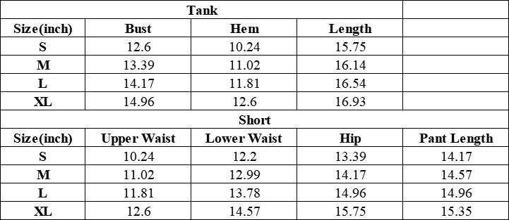 Women's Athletic Sets:Racerback Tank Top And Shorts