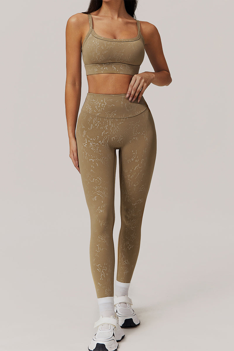 Women Gold Foil Fabric Sports Bra
